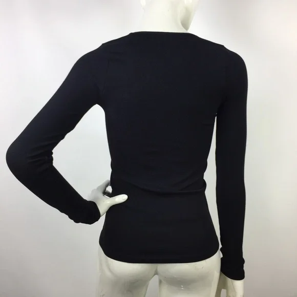 Free People Ribbed Long Sleeve Top Black M/L - Picture 9 of 15
